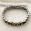 Stainless Steel Solid Bracelet, Polished, Two Tone, 03.435.0007.1.08 (12 MM Thickness, 8 Inches Length)