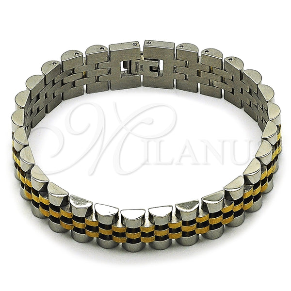 Stainless Steel Solid Bracelet, Polished, Two Tone, 03.435.0008.1.08