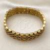 Stainless Steel Solid Bracelet, Polished, Golden Finish, 03.435.0008.2.08 (15 MM Thickness, 9 Inches Length)