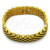 Stainless Steel Solid Bracelet, Polished, Golden Finish, 03.435.0008.2.08 (15 MM Thickness, 9 Inches Length)