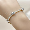 Oro Laminado Tennis Bracelet, Gold Filled Style Star and Baguette Design, with White Cubic Zirconia and White Micro Pave, Polished, Two Tone, 03.284.0062.07