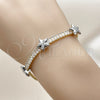 Oro Laminado Tennis Bracelet, Gold Filled Style Star and Baguette Design, with White Cubic Zirconia and White Micro Pave, Polished, Two Tone, 03.284.0062.07 (05 MM Thickness, 7 Inches Length)