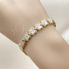 Oro Laminado Solid Bracelet, Gold Filled Style Heart Design, Diamond Cutting Finish, Tricolor, 03.213.0393.07 (Thickness, 7 Inches Length)