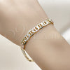 Oro Laminado Basic Bracelet, Gold Filled Style Mariner Design, Diamond Cutting Finish, Tricolor, 03.213.0396.08
