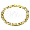 Oro Laminado Basic Bracelet, Gold Filled Style Mariner Design, Diamond Cutting Finish, Tricolor, 03.213.0396.08