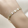 Oro Laminado Basic Bracelet, Gold Filled Style Mariner Design, Diamond Cutting Finish, Tricolor, 03.213.0397.07