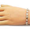 Oro Laminado Basic Bracelet, Gold Filled Style Mariner Design, Diamond Cutting Finish, Tricolor, 03.213.0397.07 (Thickness, 8 Inches Length)