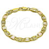 Gold Filled Bracelet — Basic Bracelet Mariner Design Diamond Cutting Tricolor 03. — alternate product view — SKU 162232 | Oro Laminado brazalete — básico Bracelet Mariner diseño Diamond Cutting Tricolor 03. — SKU 162232