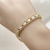 Oro Laminado Solid Bracelet, Gold Filled Style Star Design, Diamond Cutting Finish, Tricolor, 03.213.0400.07 (08 MM Thickness, 7 Inches Length)