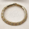 Oro Laminado Solid Bracelet, Gold Filled Style Star Design, Diamond Cutting Finish, Tricolor, 03.213.0400.07 (08 MM Thickness, 7 Inches Length)