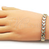 Oro Laminado Solid Bracelet, Gold Filled Style Heart Design, Diamond Cutting Finish, Golden Finish, 03.213.0402.07