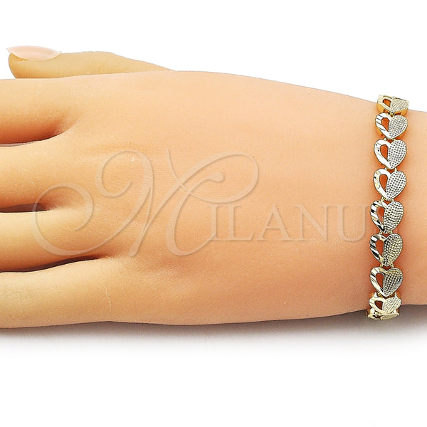 Gold Filled Bracelet — Solid Bracelet Heart Design Diamond Cutting 03. Thickness — alternate product view — SKU 162238 | Oro Laminado brazalete — sólido Bracelet corazón diseño Diamond Cutting 03. Thickness — SKU 162238