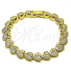 Oro Laminado Solid Bracelet, Gold Filled Style Heart Design, Diamond Cutting Finish, Golden Finish, 03.213.0403.07 (Thickness, 7 Inches Length)