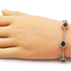 Oro Laminado Tennis Bracelet, Gold Filled Style Teardrop and Cluster Design, with Garnet and White Cubic Zirconia, Polished, Golden Finish, 03.266.0050.3.07