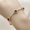Oro Laminado Tennis Bracelet, Gold Filled Style Teardrop and Cluster Design, with Garnet and White Cubic Zirconia, Polished, Golden Finish, 03.266.0050.3.07