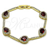 Oro Laminado Tennis Bracelet, Gold Filled Style Teardrop and Cluster Design, with Garnet and White Cubic Zirconia, Polished, Golden Finish, 03.266.0050.3.07