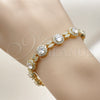 Oro Laminado Tennis Bracelet, Gold Filled Style Cluster Design, with White Cubic Zirconia, Polished, Golden Finish, 03.266.0052.07