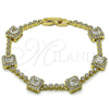 Oro Laminado Tennis Bracelet, Gold Filled Style Cluster Design, with White Cubic Zirconia, Polished, Golden Finish, 03.266.0053.07