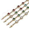 Gold Filled Bracelet — Tennis Bracelet Cluster Design with Multicolor and White — alternate product view — SKU 162247 | Oro Laminado brazalete — Tennis Bracelet Cluster diseño with Multicolor and blanco — SKU 162247