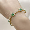 Gold Filled Bracelet — Tennis Bracelet Cluster Design with Green and White — alternate product view — SKU 162248 | Oro Laminado brazalete — Tennis Bracelet Cluster diseño with Green and blanco — SKU 162248
