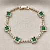 Gold Filled Bracelet — Tennis Bracelet Cluster Design with Green and White — alternate product view — SKU 162248 | Oro Laminado brazalete — Tennis Bracelet Cluster diseño with Green and blanco — SKU 162248
