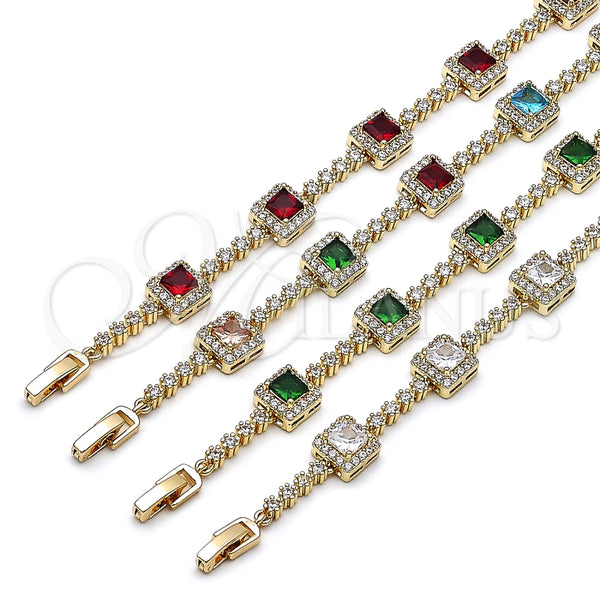 Gold Filled Bracelet — Tennis Bracelet Cluster Design with Green and White — alternate product view — SKU 162248 | Oro Laminado brazalete — Tennis Bracelet Cluster diseño with Green and blanco — SKU 162248
