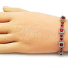 Oro Laminado Tennis Bracelet, Gold Filled Style Cluster Design, with Garnet and White Cubic Zirconia, Polished, Golden Finish, 03.266.0039.3.07
