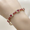Oro Laminado Tennis Bracelet, Gold Filled Style Cluster Design, with Garnet and White Cubic Zirconia, Polished, Golden Finish, 03.266.0039.3.07