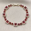 Oro Laminado Tennis Bracelet, Gold Filled Style Cluster Design, with Garnet and White Cubic Zirconia, Polished, Golden Finish, 03.266.0039.3.07