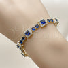 Oro Laminado Tennis Bracelet, Gold Filled Style Cluster Design, with Sapphire Blue and White Cubic Zirconia, Polished, Golden Finish, 03.266.0039.4.07
