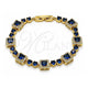 Oro Laminado Tennis Bracelet, Gold Filled Style Cluster Design, with Sapphire Blue and White Cubic Zirconia, Polished, Golden Finish, 03.266.0039.4.07 (Thickness, 8 Inches Length)