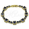 Oro Laminado Tennis Bracelet, Gold Filled Style Cluster Design, with Sapphire Blue and White Cubic Zirconia, Polished, Golden Finish, 03.266.0039.4.07 (Thickness, 8 Inches Length)