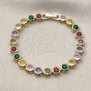 Oro Laminado Tennis Bracelet, Gold Filled Style with Multicolor Cubic Zirconia, Polished, Golden Finish, 03.283.0462.1.07