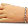 Oro Laminado Tennis Bracelet, Gold Filled Style with Multicolor Cubic Zirconia, Polished, Golden Finish, 03.283.0462.2.07