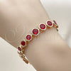 Oro Laminado Tennis Bracelet, Gold Filled Style with Garnet Cubic Zirconia, Polished, Golden Finish, 03.283.0509.08