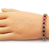 Oro Laminado Tennis Bracelet, Gold Filled Style with Garnet Cubic Zirconia, Polished, Golden Finish, 03.283.0509.08 (09 MM Thickness, 8 Inches Length)
