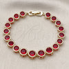 Oro Laminado Tennis Bracelet, Gold Filled Style with Garnet Cubic Zirconia, Polished, Golden Finish, 03.283.0509.08 (09 MM Thickness, 8 Inches Length)