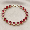 Oro Laminado Tennis Bracelet, Gold Filled Style with Garnet Cubic Zirconia, Polished, Golden Finish, 03.283.0509.08 (09 MM Thickness, 8 Inches Length)