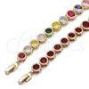 Oro Laminado Tennis Bracelet, Gold Filled Style with Garnet Cubic Zirconia, Polished, Golden Finish, 03.283.0509.08 (09 MM Thickness, 8 Inches Length)