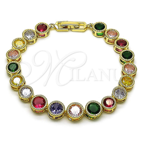 Oro Laminado Tennis Bracelet, Gold Filled Style with Multicolor Cubic Zirconia, Polished, Golden Finish, 03.283.0509.1.08