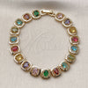 Oro Laminado Tennis Bracelet, Gold Filled Style with Multicolor Cubic Zirconia, Polished, Golden Finish, 03.283.0510.08 (Thickness, 8 Inches Length)