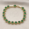 Oro Laminado Fancy Bracelet, Gold Filled Style Cluster Design, with Green Cubic Zirconia, Polished, Golden Finish, 03.283.0441.3.07