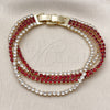 Oro Laminado Tennis Bracelet, Gold Filled Style with Garnet and White Cubic Zirconia, Polished, Golden Finish, 03.283.0511.07