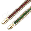 Oro Laminado Tennis Bracelet, Gold Filled Style with Garnet and White Cubic Zirconia, Polished, Golden Finish, 03.283.0511.07 (Thickness, 7 Inches Length)