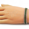 Oro Laminado Tennis Bracelet, Gold Filled Style with Green and White Cubic Zirconia, Polished, Golden Finish, 03.283.0511.1.07