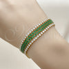 Oro Laminado Tennis Bracelet, Gold Filled Style with Green and White Cubic Zirconia, Polished, Golden Finish, 03.283.0511.1.07
