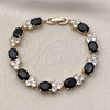 Oro Laminado Tennis Bracelet, Gold Filled Style with Black and White Cubic Zirconia, Polished, Golden Finish, 03.283.0512.07