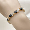 Oro Laminado Tennis Bracelet, Gold Filled Style with Black and White Cubic Zirconia, Polished, Golden Finish, 03.283.0512.07 (Thickness, 7 Inches Length)