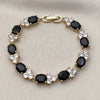 Oro Laminado Tennis Bracelet, Gold Filled Style with Black and White Cubic Zirconia, Polished, Golden Finish, 03.283.0512.07 (Thickness, 7 Inches Length)
