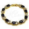 Oro Laminado Tennis Bracelet, Gold Filled Style with Black and White Cubic Zirconia, Polished, Golden Finish, 03.283.0512.07 (Thickness, 7 Inches Length)